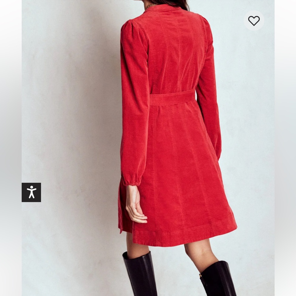 Boden Ros Panelled Cord Short Dress Women’s Crimson Red  Size 2R - Picture 4 of 13
